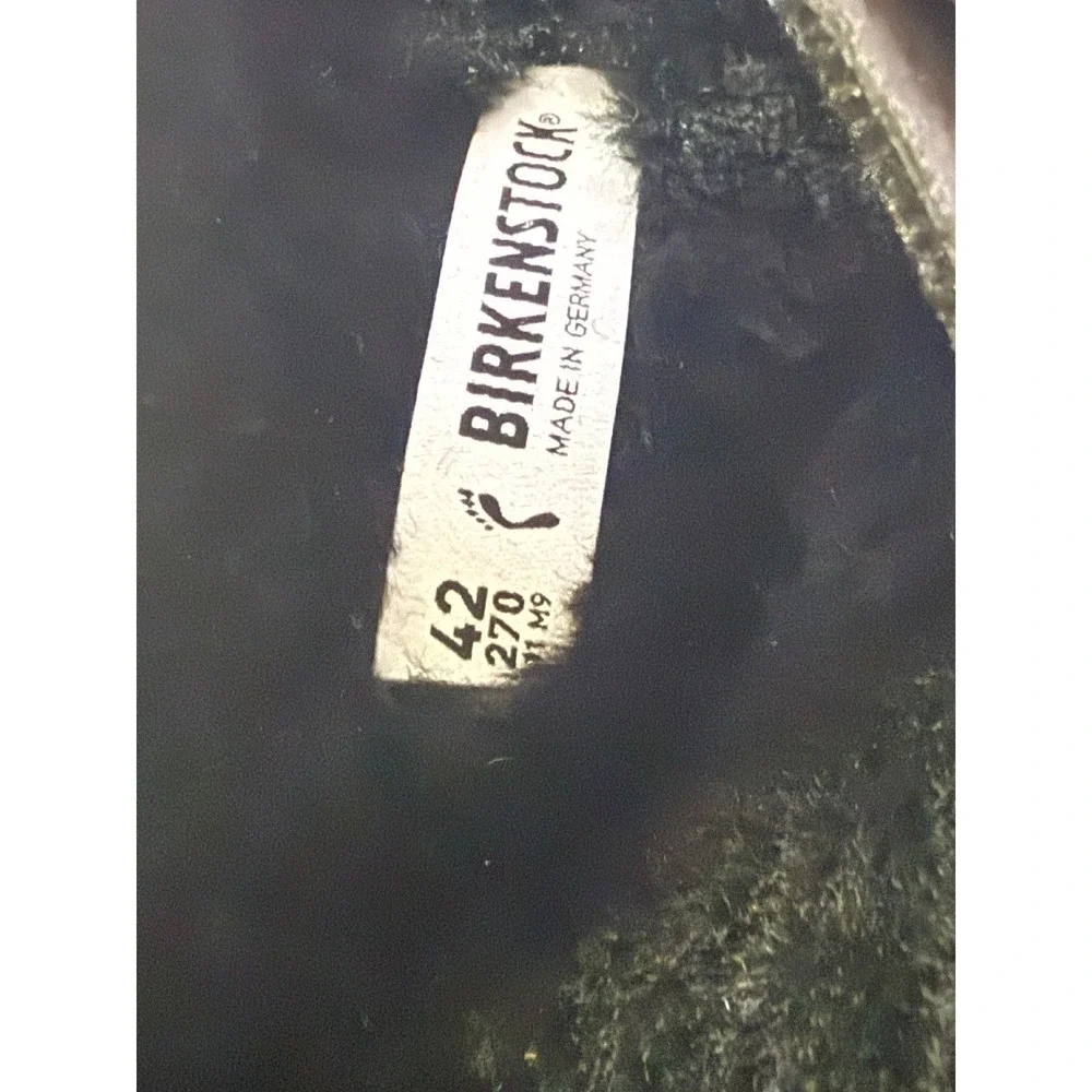 Birkenstock Arizona BS Desert Dust Black Shearling Sandals Mens 9 Womens 11 New